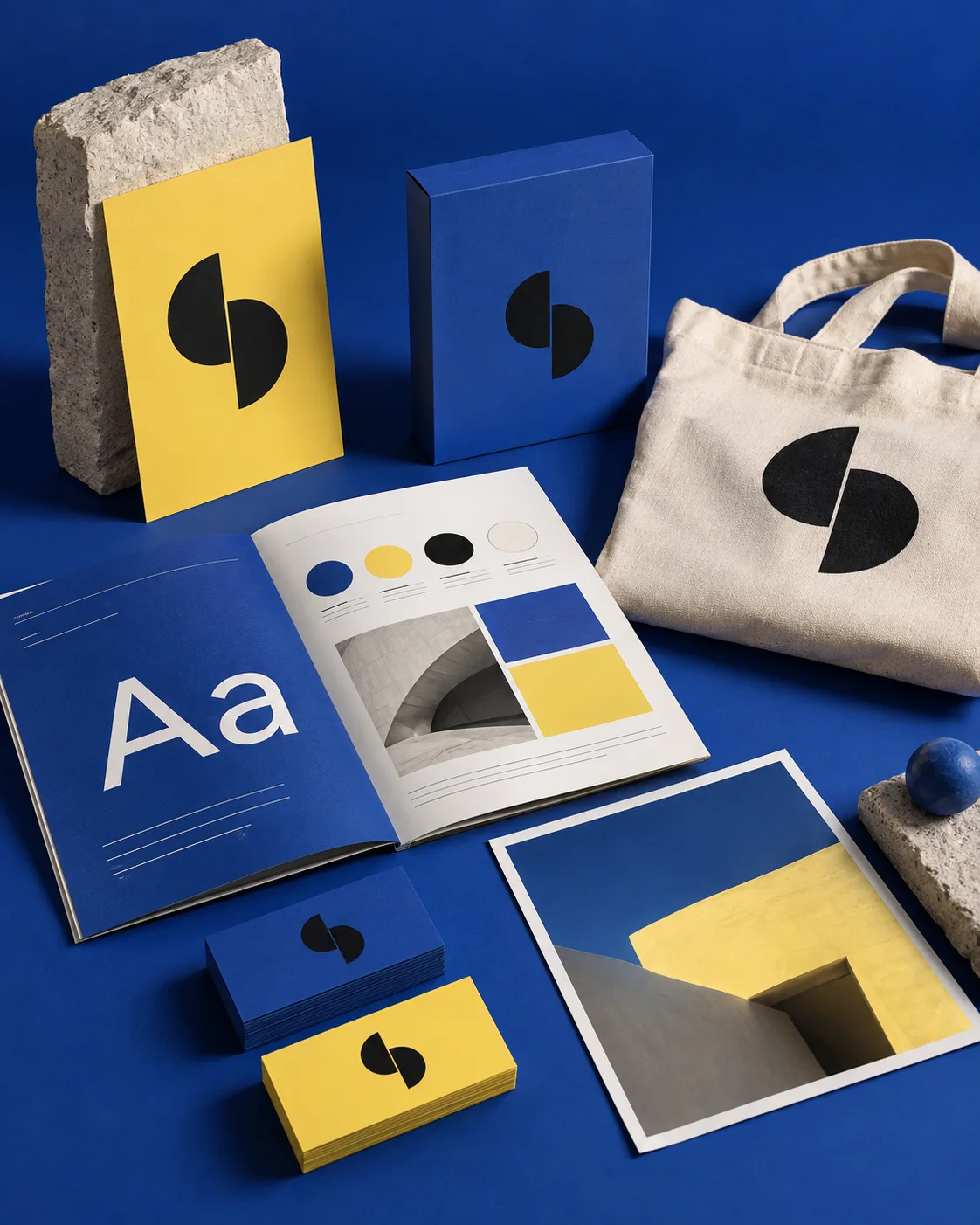 Brand identity concept: a coordinated visual system across packaging and print